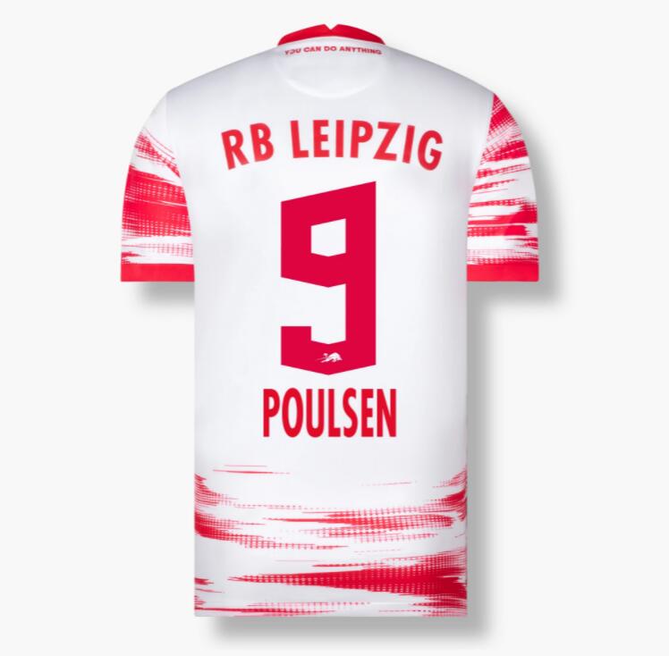 2021/22 RB Leipzig Home Kit Soccer Jersey POULSEN 9 printing